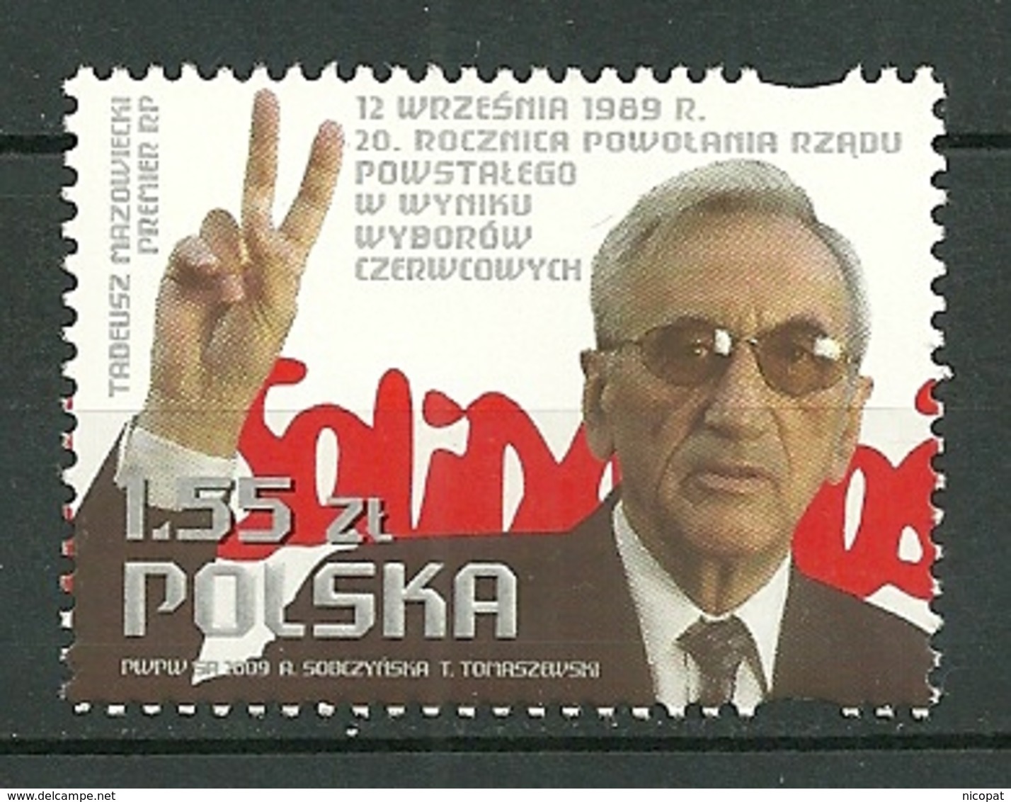 POLAND MNH** 4175 Tadeusz Mazowiecki Solidarnosc Doigts Signe Victoire Main - Neufs