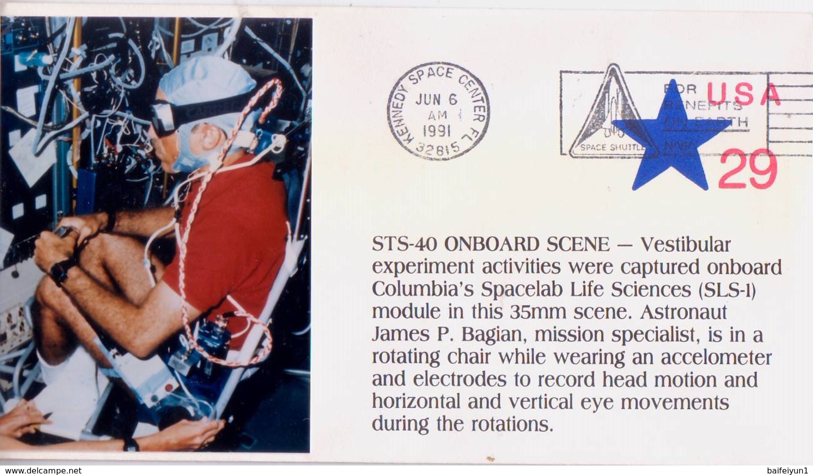 1991 USA Space Shuttle Columbia STS-40 And Astronauts James P. Bagian Commemorative Cover - America Del Nord