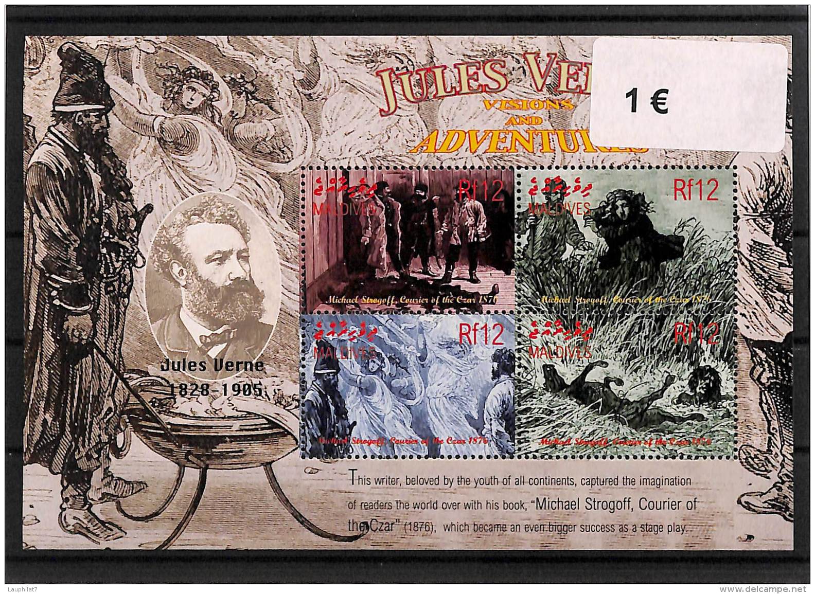 [112476] **/Mnh-Maldives  - Jules Verne, Arts, Tableau - Peinture, Célébrité - Autres & Non Classés