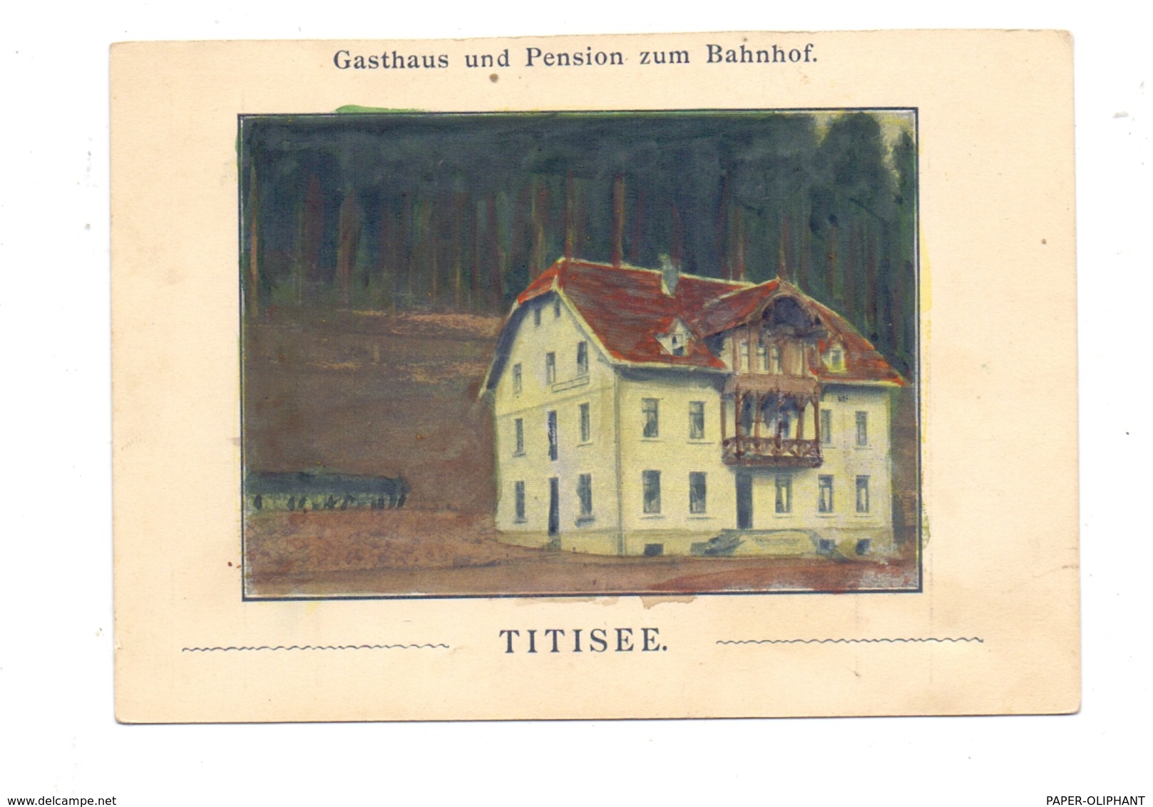 7820 TITISEE - NEUSTADT, Gasthaus Und Pension Zum Bahnhof, Rückseite Einer Rechnung, Druckstelle - Titisee-Neustadt