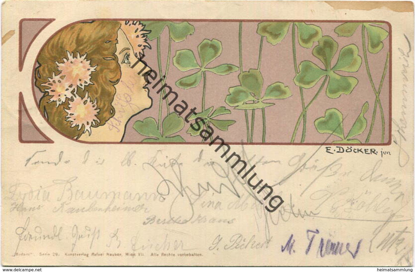 Jugendstil - Signiert E. Döcker Jun. - Verlag Rafael Neuber Wien VII - Gel. 1901 - Doecker, E.