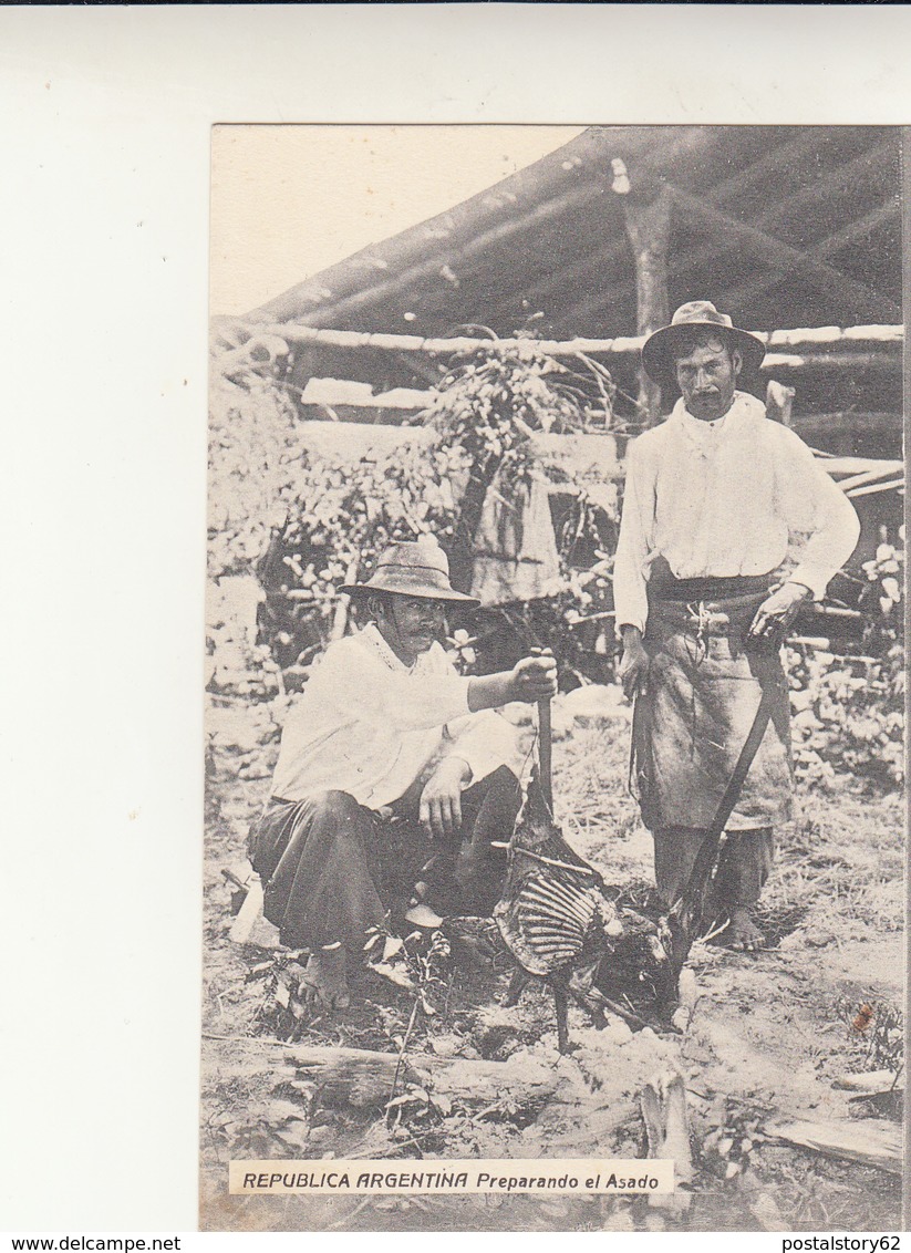 Repubblica Argentina, Preparando El Asado. Post Card Used To Italy 1913 - Argentina