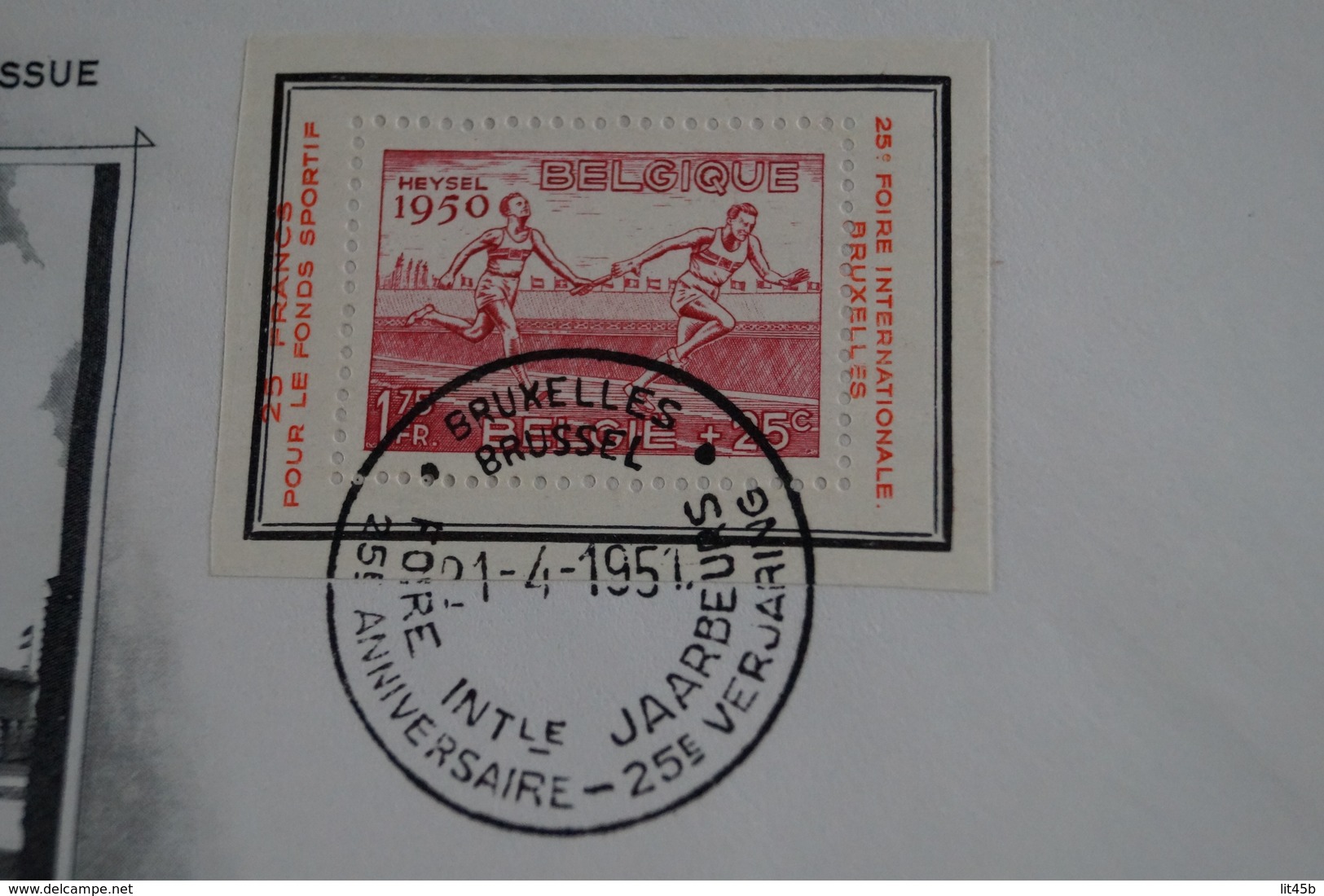 Heysel 1950,timbre Sur Enveloppe,25 Iem Foire Bruxelles 21/04/1951,pour Collection - ....-1951