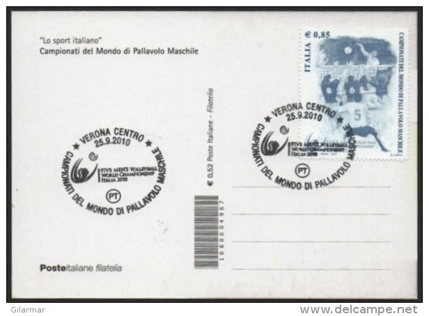 VOLLEYBALL - ITALIA VERONA 25.09.2010 - CAMPIONATI DEL MONDO DI PALLAVOLO MASCHILE - CARTOLINA POSTE ITALIANE - Pallavolo