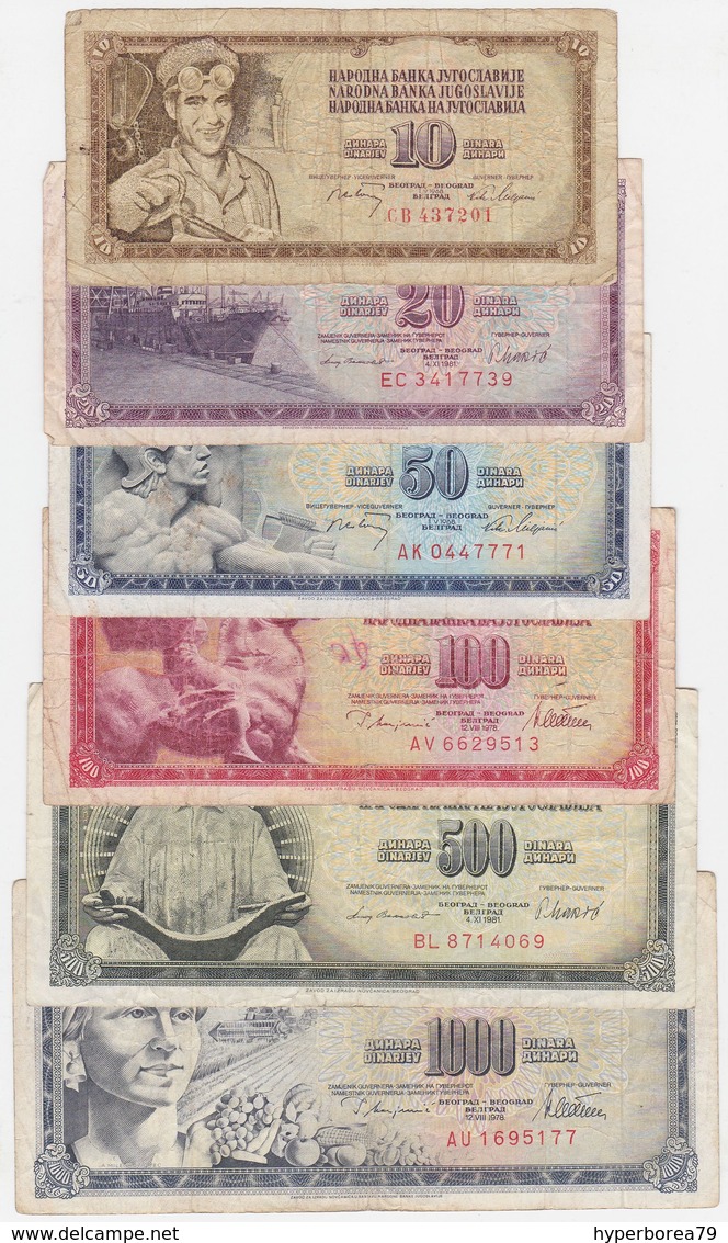 Yugoslavia SET - 10 20 50 100 500 1000 Dinara 1968 1986 - Fine - Jugoslavia