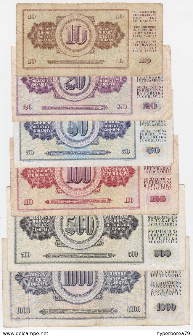 Yugoslavia SET - 10 20 50 100 500 1000 Dinara 1968 1986 - Fine - Jugoslavia