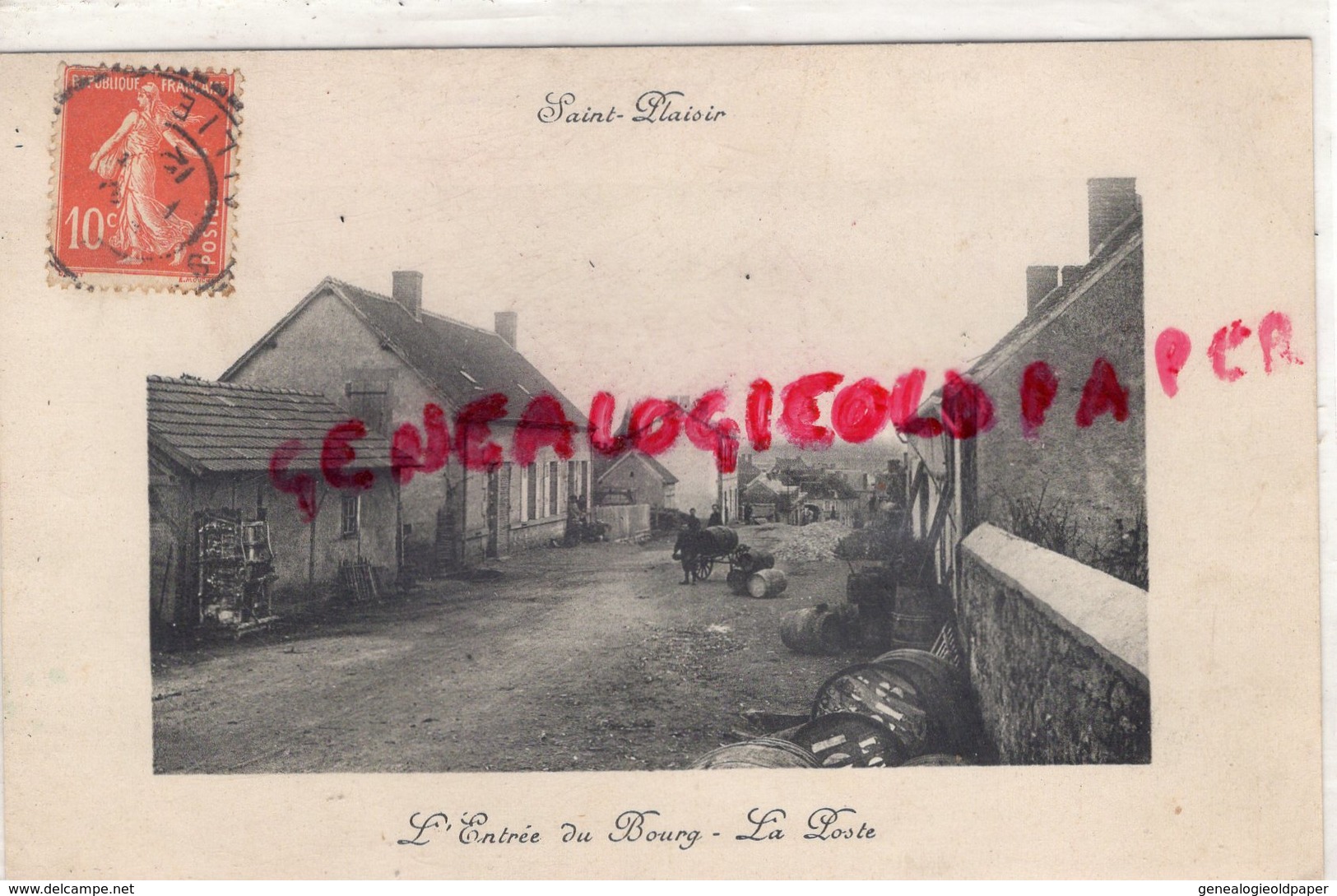 03 - ST SAINT PLAISIR - L' ENTREE DU BOURG - LA POSTE - 1912 - Autres & Non Classés