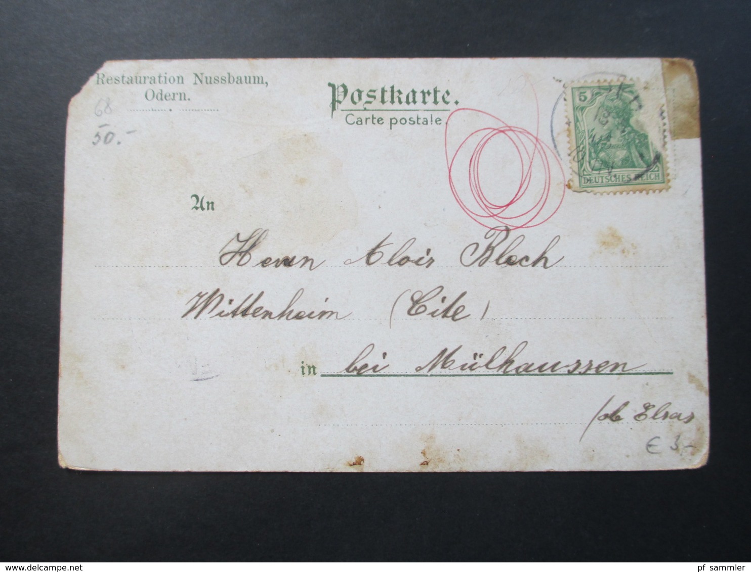 AK 1905 Deutsches Reich / Elsass Mehrbildkarte Restauration Nussbaum. Gruss Aus Odern. Souvenir D'Odern - Elsass
