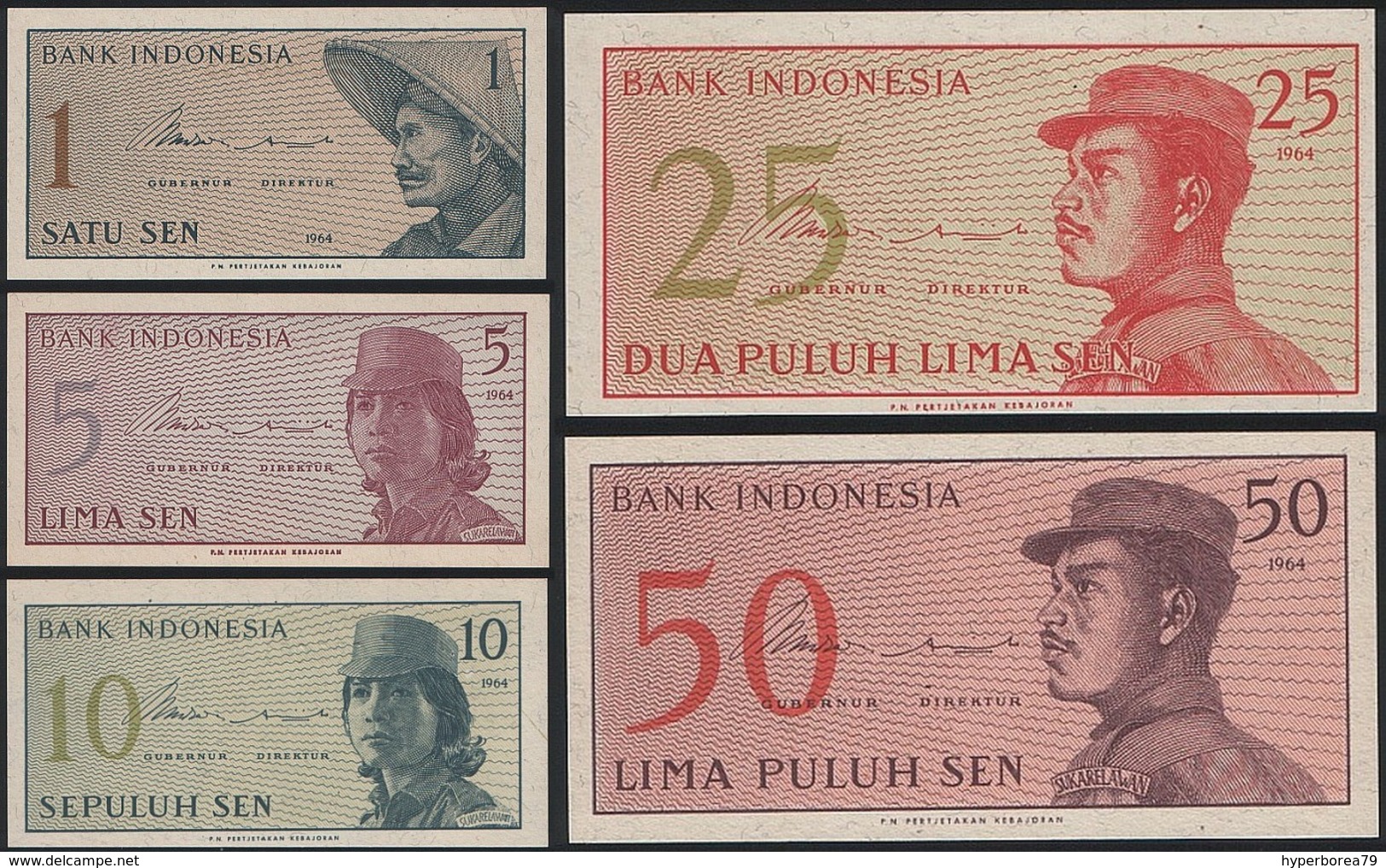 Indonesia SET - 1 5 10 25 50 Sen 1964 - UNC - Indonesië