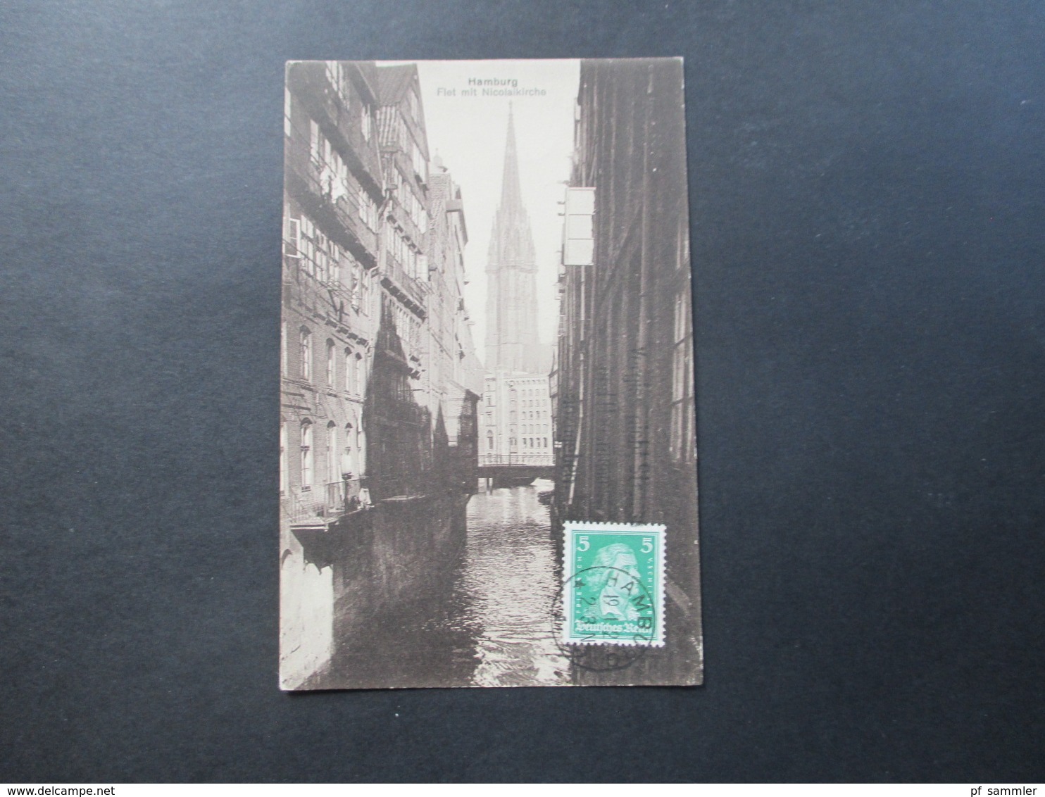 AK 1927 Hamburg Flet Mit Nicolaikirche. Bildseitig Frankiert Maschinenstempel. Kunstverlag P.W. Hirsch - Mitte