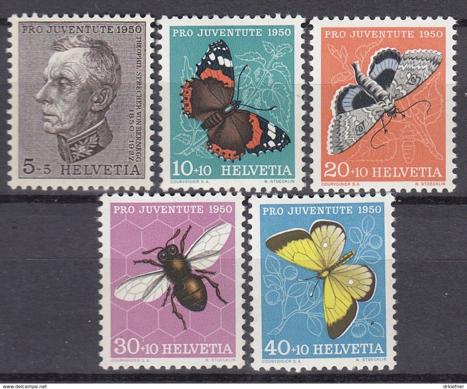 SCHWEIZ  550-554, Postfrisch **, Pro Juventute: Insekten 1950 - Ungebraucht