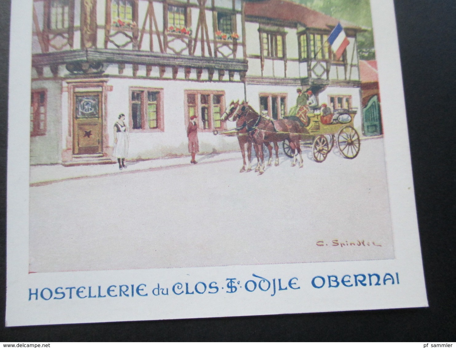 AK Künstlerkarte Hostellerie Du Clos Ste Odile Obernai. Pferdekutsche. Imp. Camis Paris - Hotels & Gaststätten