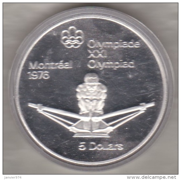 Canada 5 Dollars 1974 JO Montréal 1976 Aviron, Argent  Unc Dans Sa Capsule - Canada