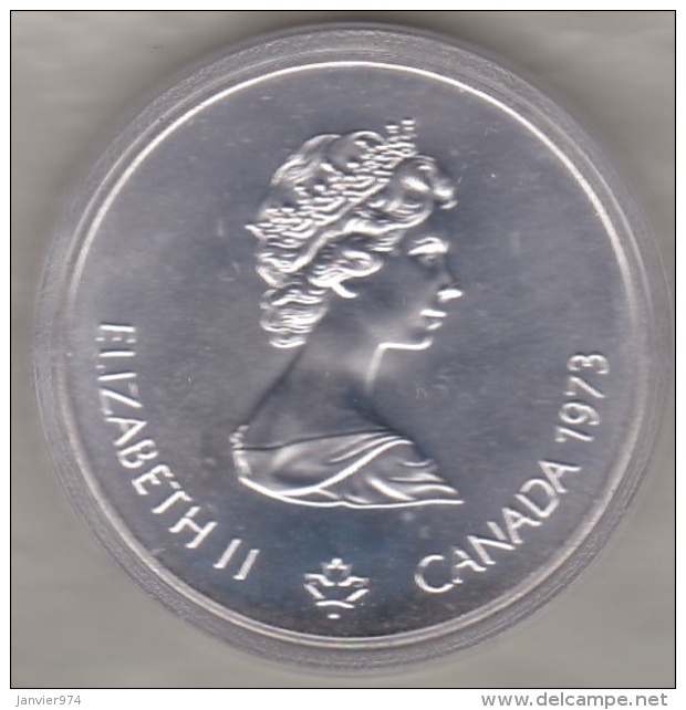 Canada 5 Dollars 1973 JO Montréal 1976 Carte L, Argent  Unc Dans Sa Capsule - Canada