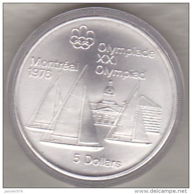Canada 5 Dollars 1973 JO Montréal 1976 Kingston Et Voiliers ,Argent  Unc Dans Sa Capsule - Canada