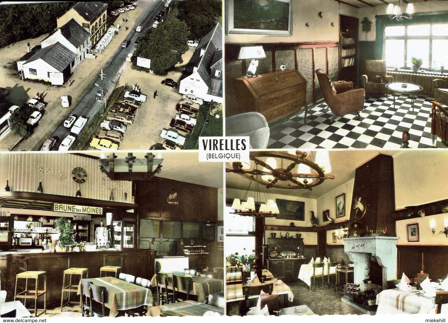 VIRELLES-HOTEL-RESTAURANT MODERNA-MULTIVUES-publicité Bière Brune Des Moines - Chimay