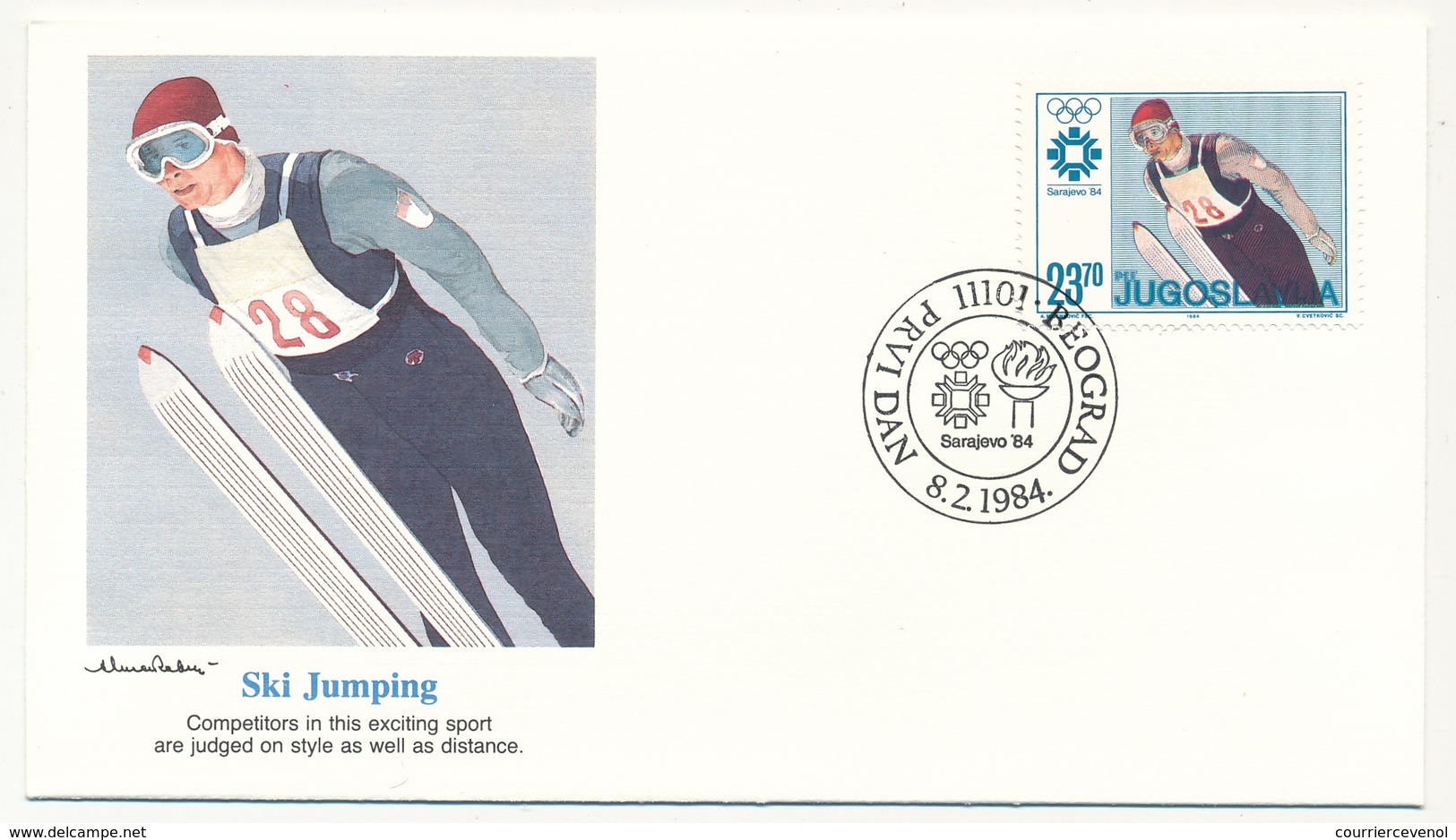 YOUGOSLAVIE - 10 enveloppes FDC Jeux Olympiques de SARAJAVO - 2 séries - BEOGRAD 8/2/1984