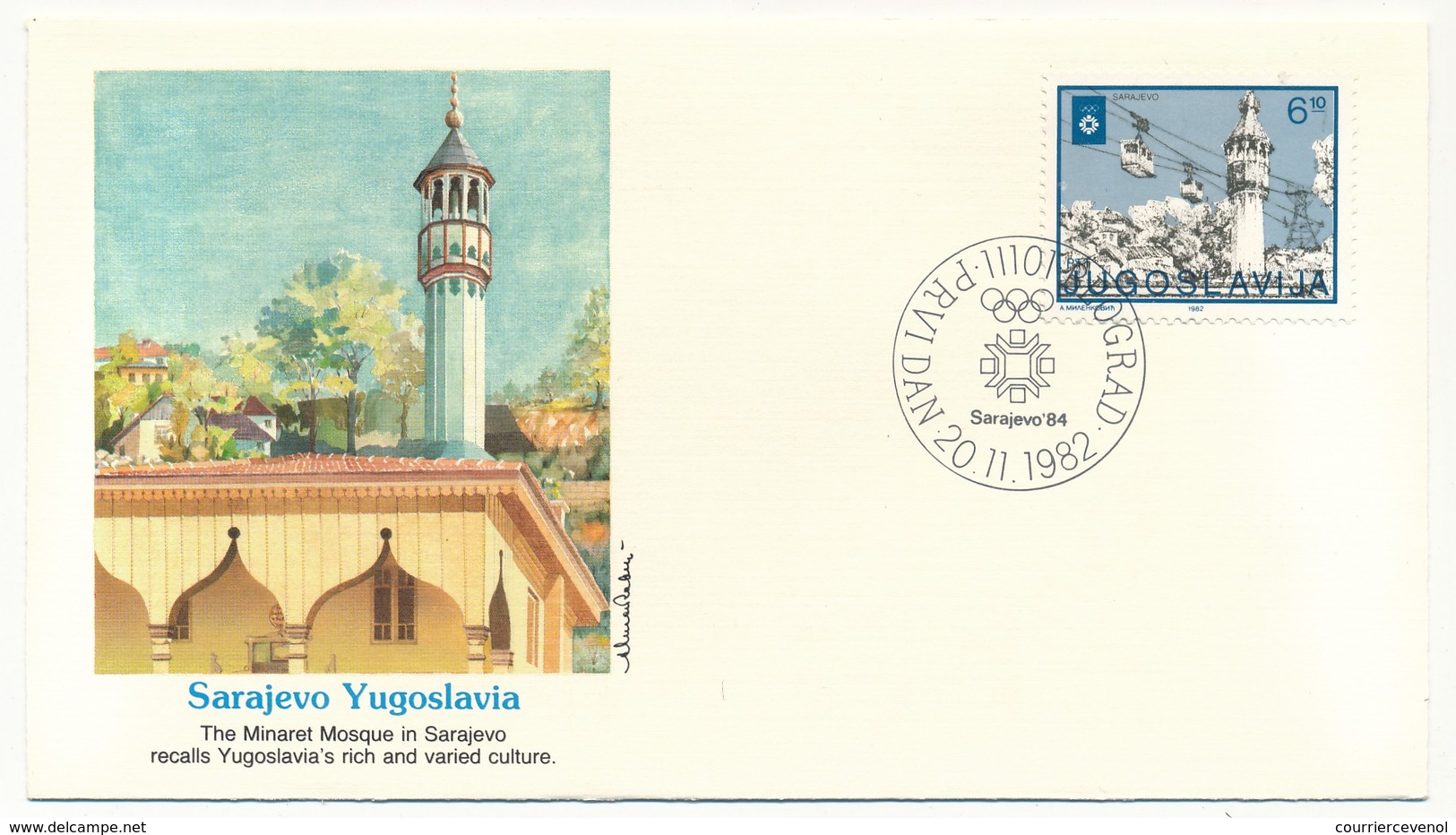 YOUGOSLAVIE - 4 Enveloppes FDC - Monuments - (Sarajevo 1984) - BEOGRAD 20/11/1982 - FDC