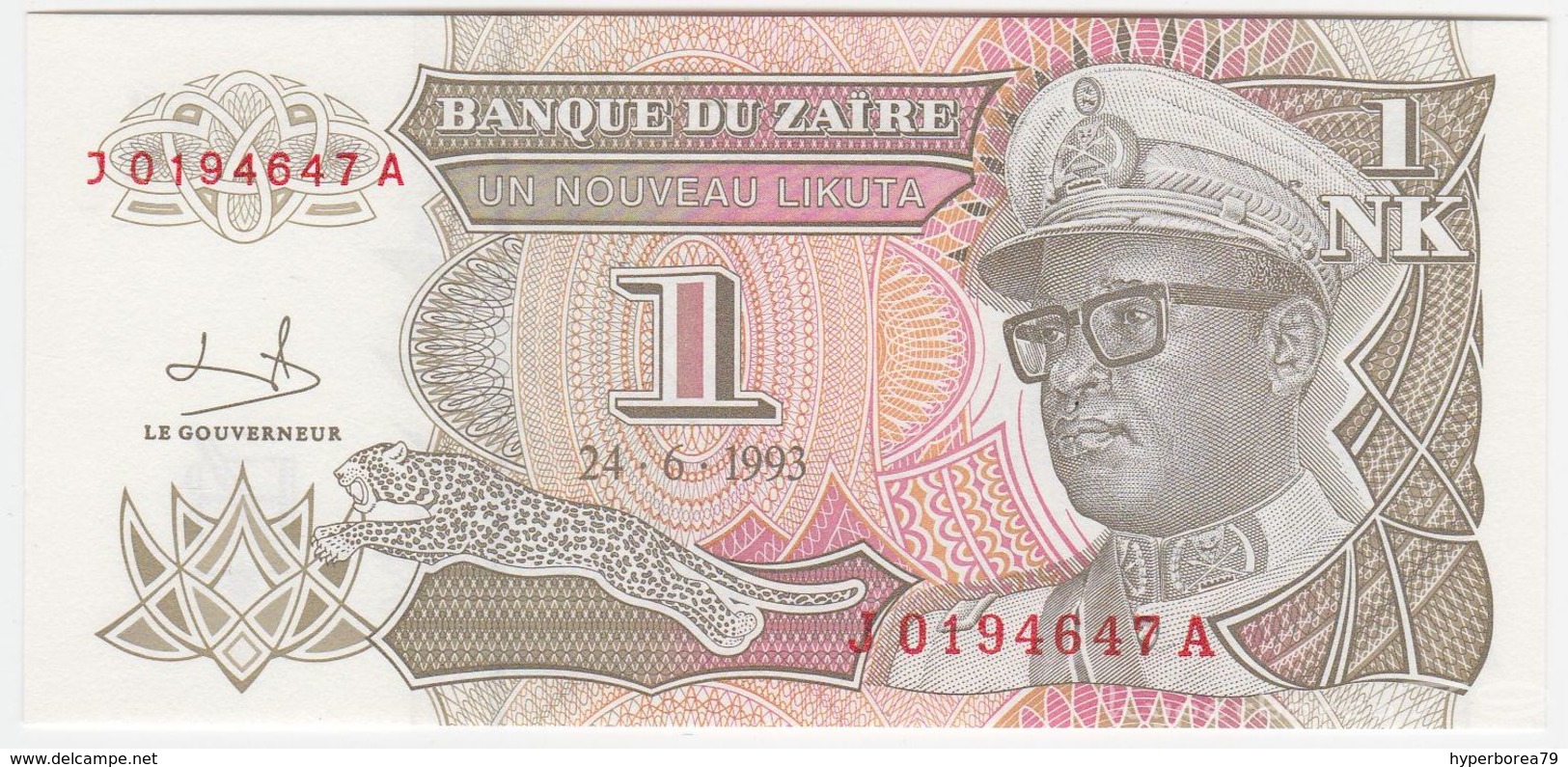 Zaire P 47 - 1 Nouveau Likuta 24.6.1993 - UNC - Zaire