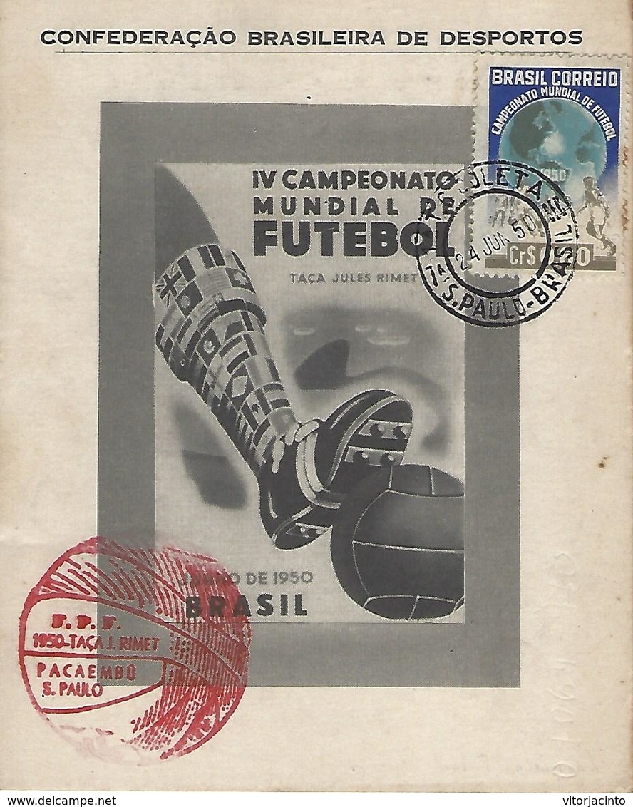 Jules Rimet World Soccer Championship 1950 - Postamarks - Lettres & Documents