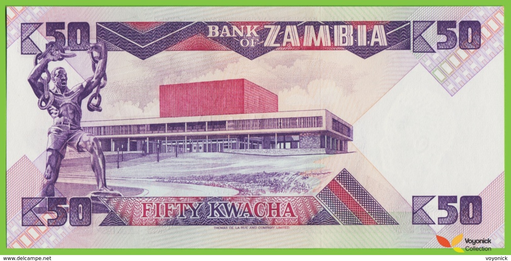 Voyo ZAMBIA 50 Kwacha ND(1986) P28a B129a UNC Prefix 46/F Fish Eagle - Zambia