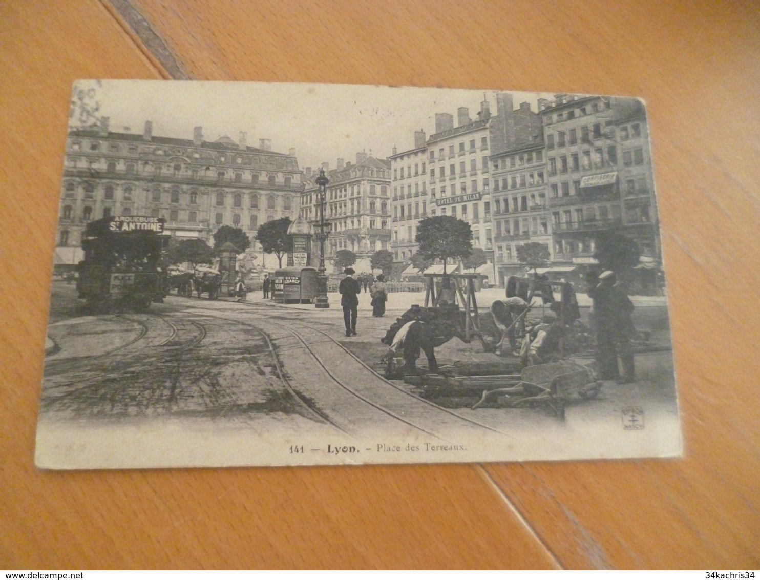 CPA 69 Rhône Lyon I Er Arrondissement Place Des Terreaux Travaux Tramway Pub Arquebuse Saint Antoine BE - Lyon 1