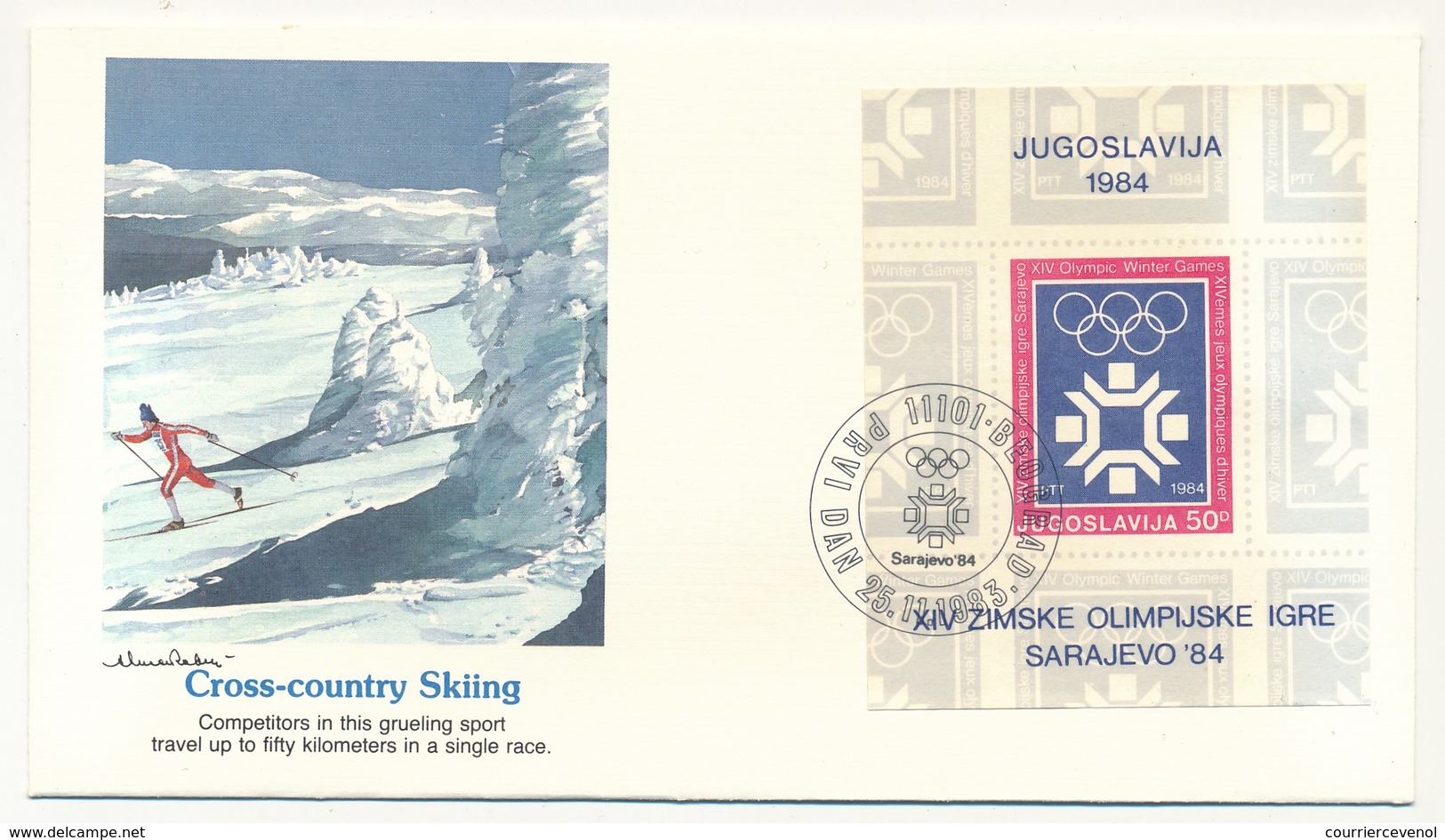 YOUGOSLAVIE - 3 Enveloppes FDC - BF N° 21 (25/11/1983) + 23 à 24 - (Sarajevo 1984) - BEOGRAD 8/2/84 - Winter 1984: Sarajevo