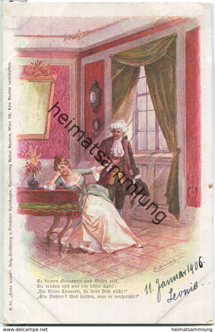 Erste Liebe - Erzählung Von Friedrich Spielhagen - Signiert E. Döcker Jun. - Verlag Rafael Neuber Wien - Doecker, E.