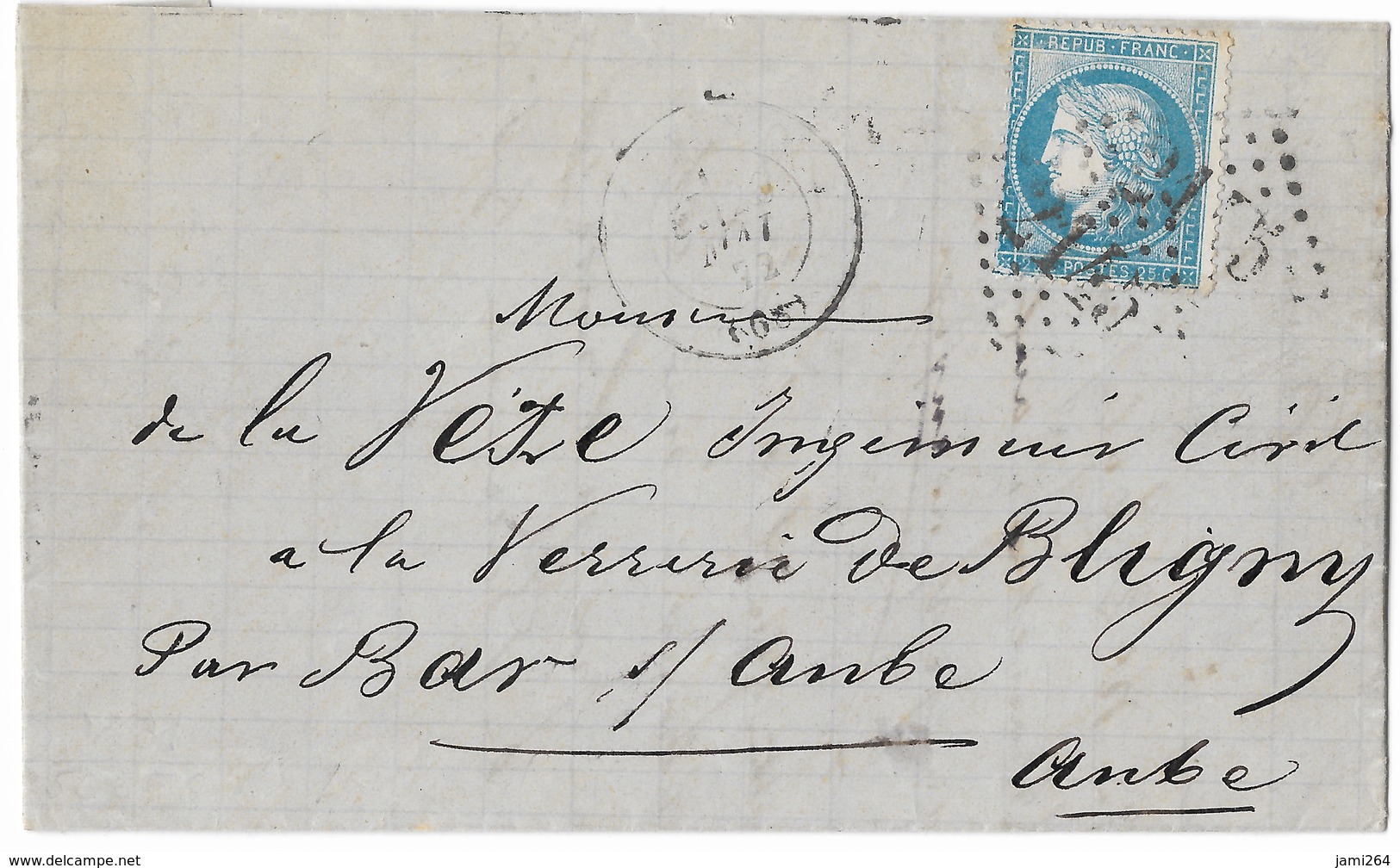 LETTRE Avec N° 60/1 ;141 A2  6 ème état  TTB - 1871-1875 Cérès