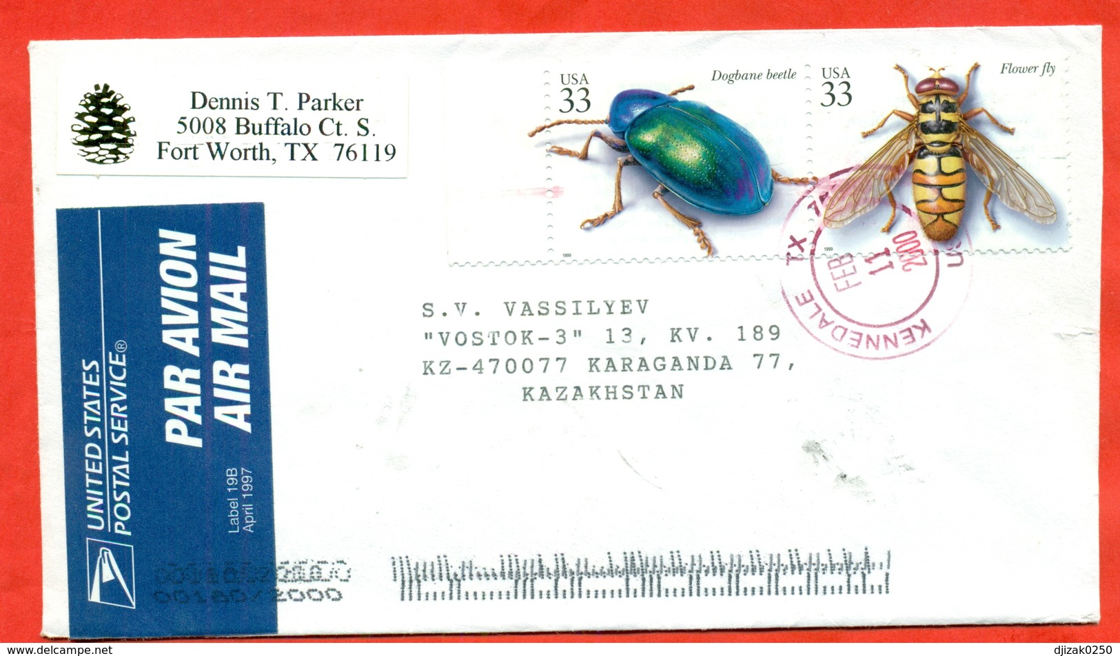 USA 2000. Insects. Fauna. The Envelope Is Really Past Mail.Airmail. - Other & Unclassified