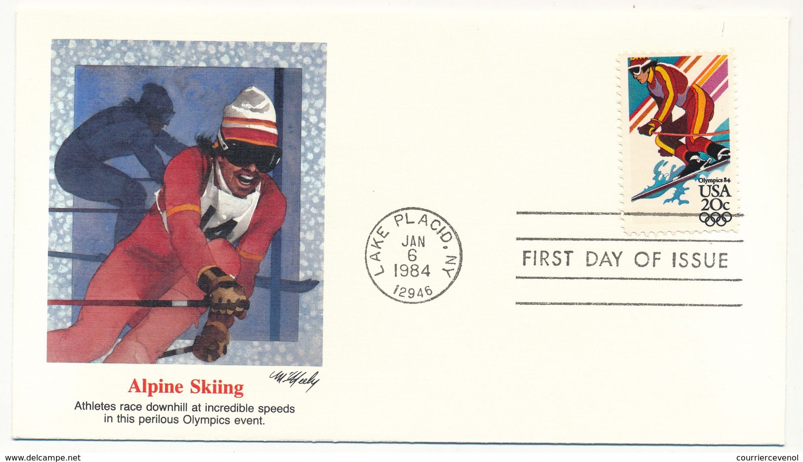 ETATS UNIS - 5 Enveloppes FDC - Jeux Olympiques De Lake Placid - Premier Jour 6 Janvier 1984 (2 Séries) (Retro) - Invierno 1980: Lake Placid