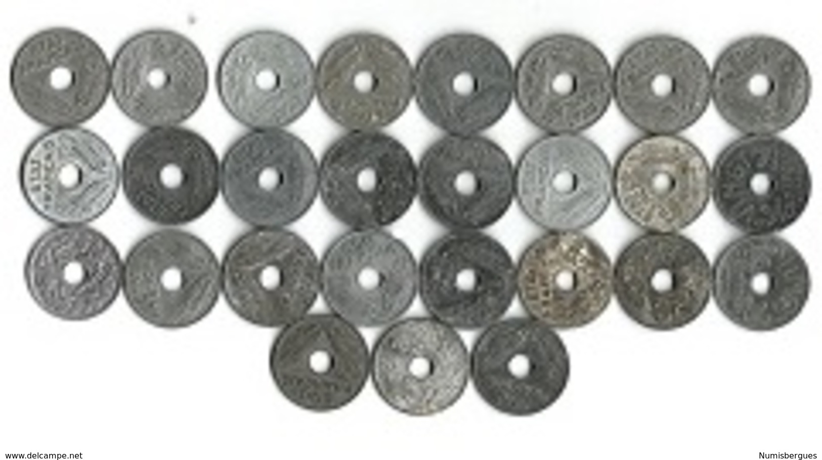 Lot 27 Pièces De Monnaie 20 Centimes Zinc 1941-42- 43 - Other & Unclassified