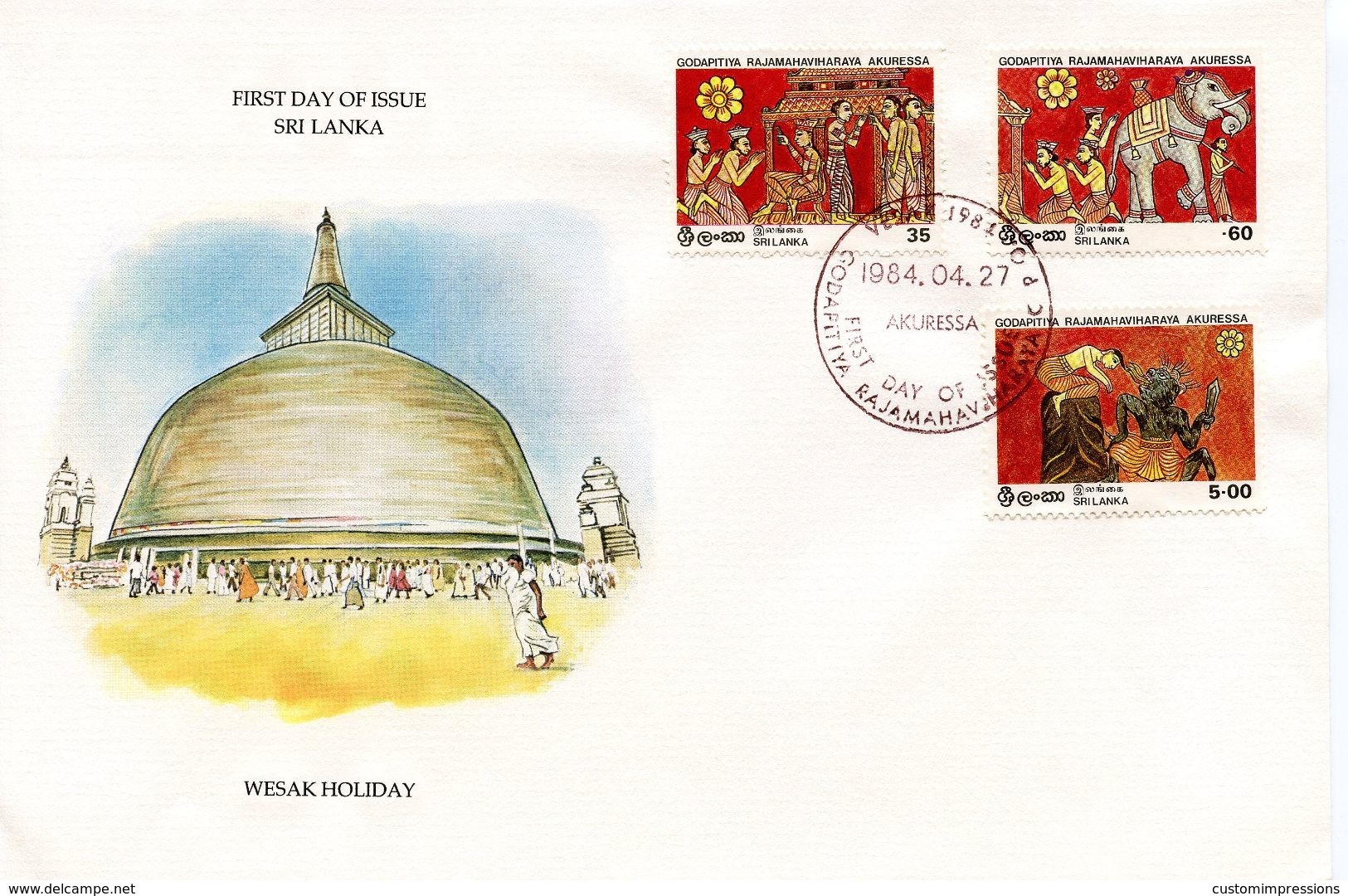 SRI LANKA  WESAK HOLIDAY  1984  FDC107 - Sri Lanka (Ceylon) (1948-...)