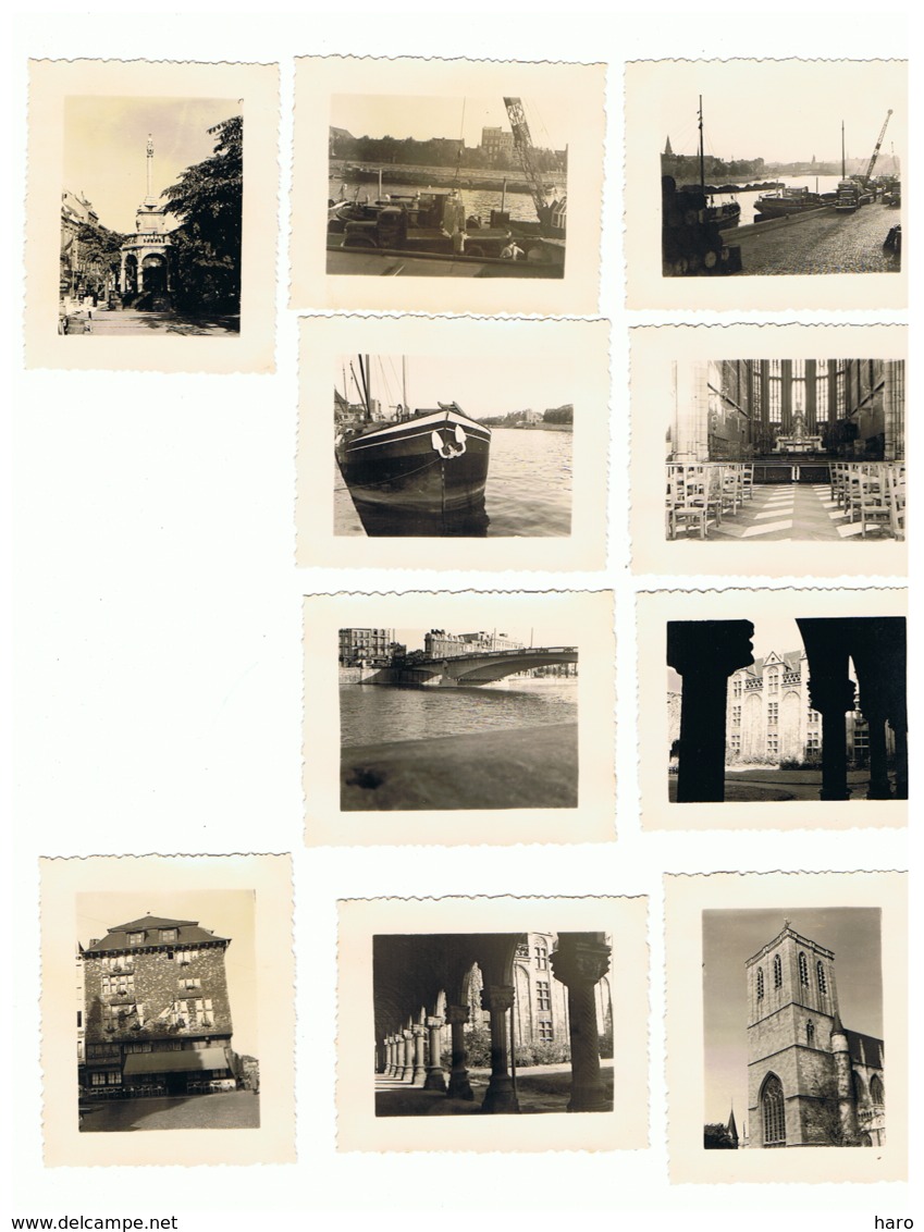 LIEGE 1951 = Lot De 10 Petites Photos D'amateur ( +/- 4,5 X 6 Cm ) - Meuse, Quai, Péniche, Bâtiment,... B157 - Places