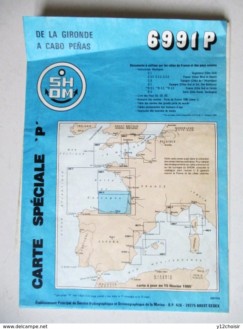 CARTE MARINE 6991 P DE LA GIRONDE A CABO PENAS BILBAO ARCACHON - Nautical Charts