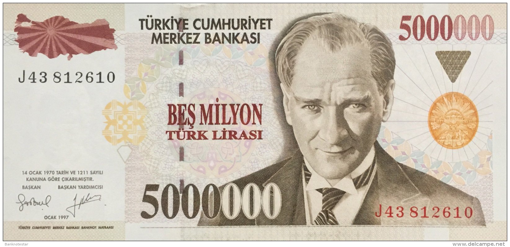 Turkey 5 Mio. Lirasi  P-210 (1997) UNC - Türkei