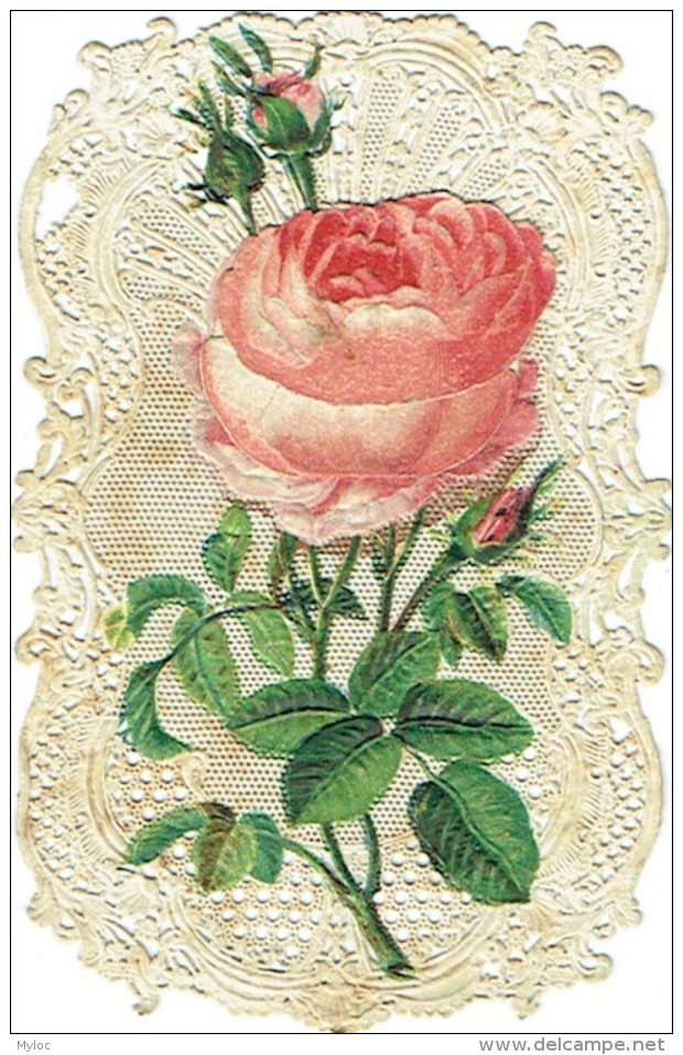 Image Religieuse. Canivet à Système. Rose Et Vierge. Dopter à Paris. - Imágenes Religiosas