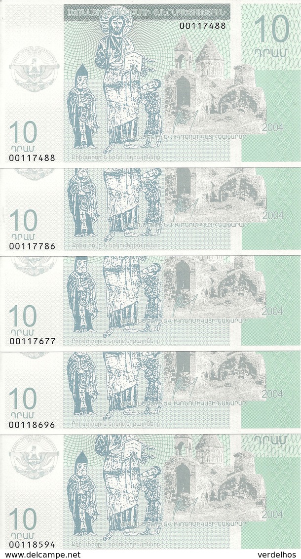 NAGORNO KARABAKH 10 DRAM 2004 UNC ( 5 Billets ) - Nagorno Karabakh