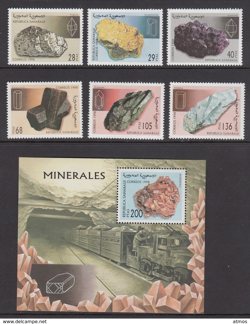 Spain Sahara MNH Set + Block Minerals - Africa (Varia)