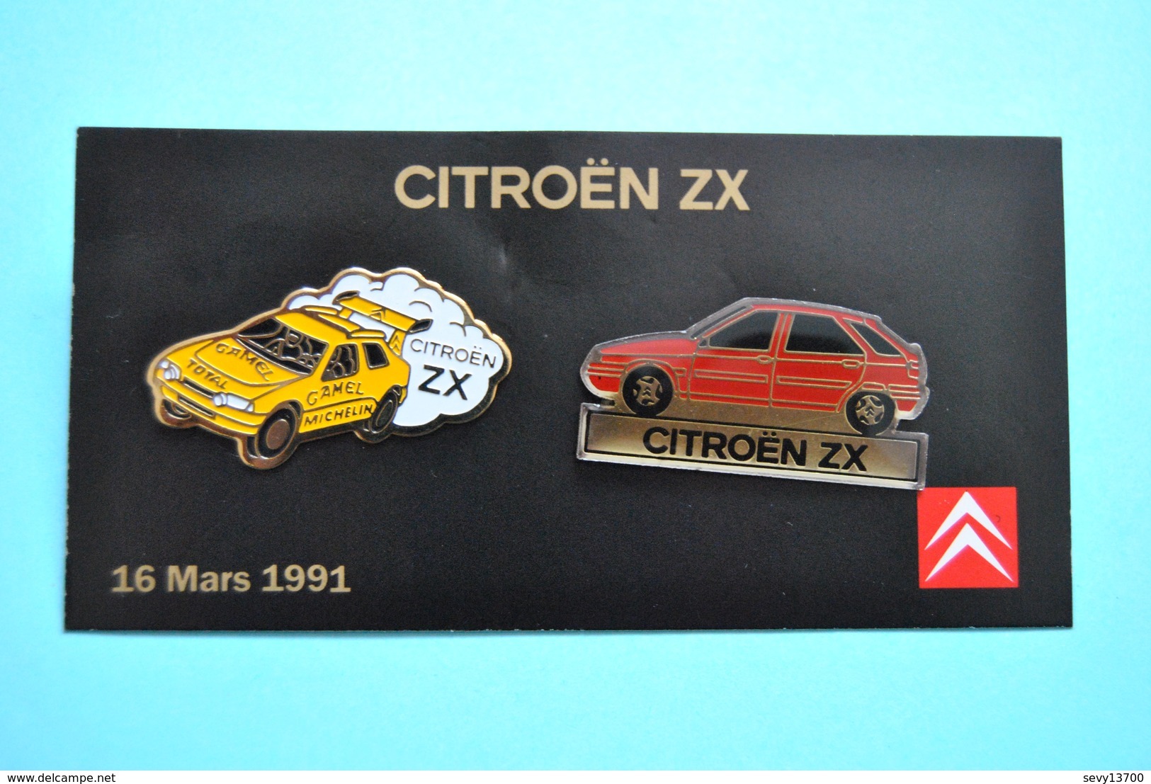 Plaquette 2 Pin's Citroen ZX - Du 16.03.1991 - Citroën