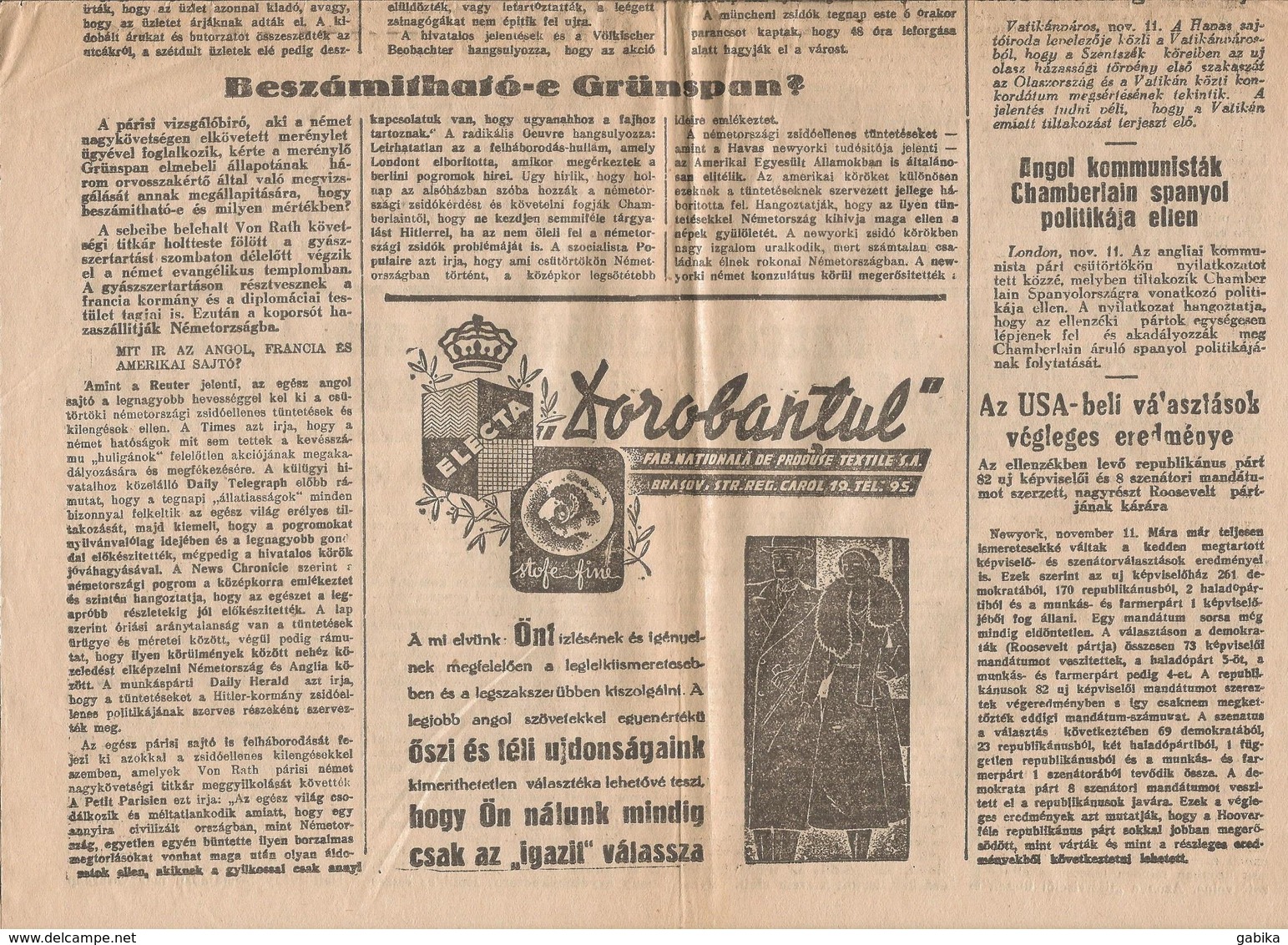 Romania 1938 Brassoi Lapok Transylvanian Newspaper With Stamp 25 Bani Charles / Carol (4 Scan) - Cartas & Documentos