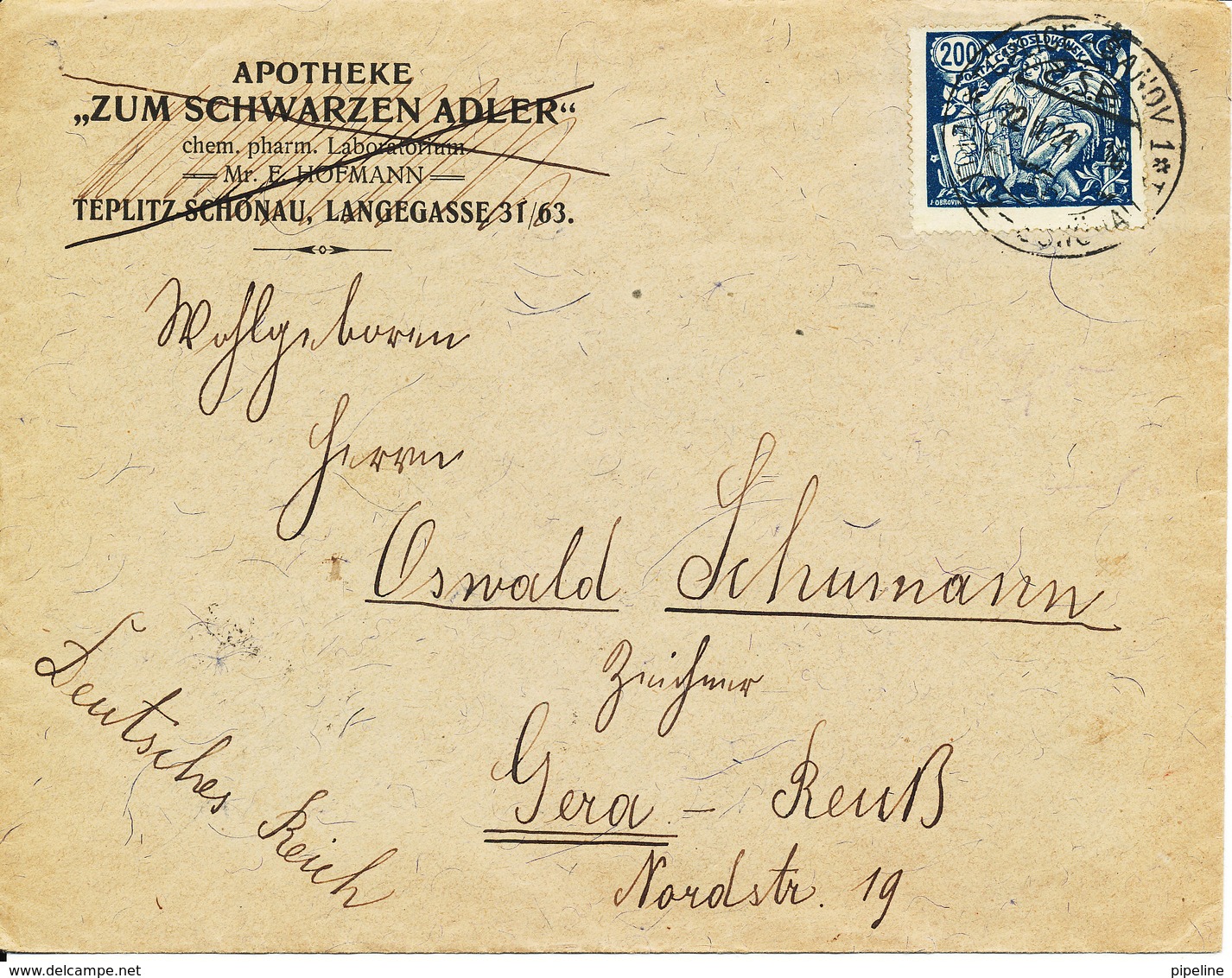 Czechoslovakia Cover Sent To Germany 22-11-1924 Single Franked - Lettres & Documents