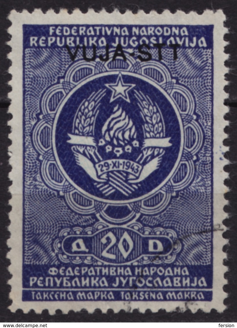 Revenue Tax - TRIESTE Zone B STT VUJNA VUJA - 1948 1954 Yugoslavia Italy - Overprint USED -  20 Din - Mint/hinged