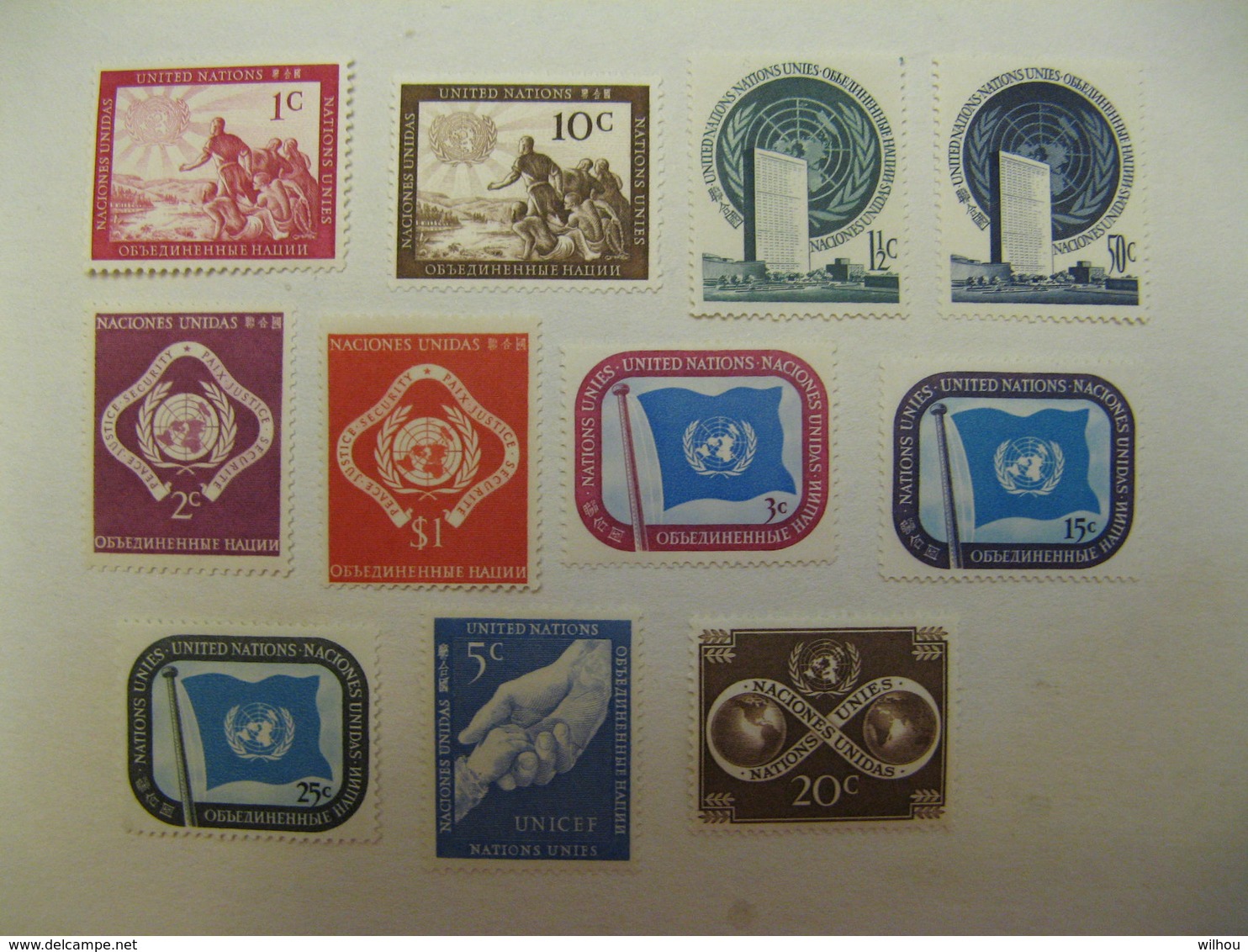 LOT 1951 11  TIMBRES NATIONS UNIES NEUFS GOMME D'ORIGINE INTACTE N° 1 A 11 YT - Neufs