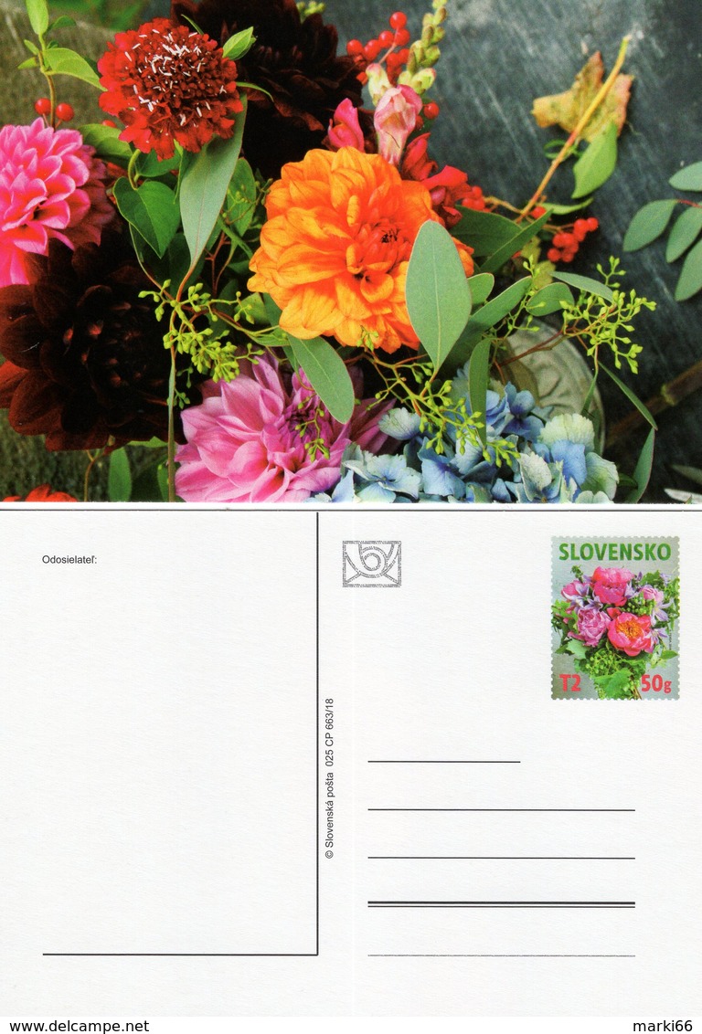 Slovakia - 2018 - Peony - Prepaid Postcard With Original Stamp - Postkaarten