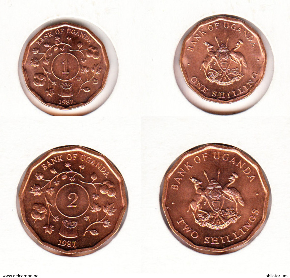 Ouganda  Uganda  1 Shilling  1987 + 2 Shilling 1987 - Uganda