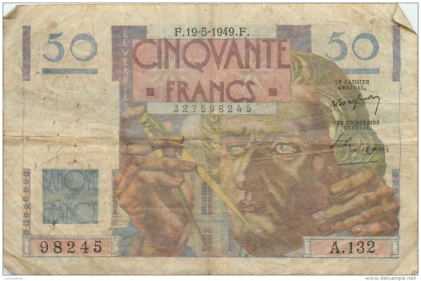 BILLET  CINQUANTE FRANCS LE VERRIER 1949 - 50 F 1946-1951 ''Le Verrier''