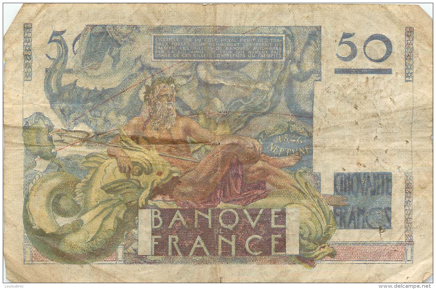 BILLET  CINQUANTE FRANCS LE VERRIER 1949 - 50 F 1946-1951 ''Le Verrier''