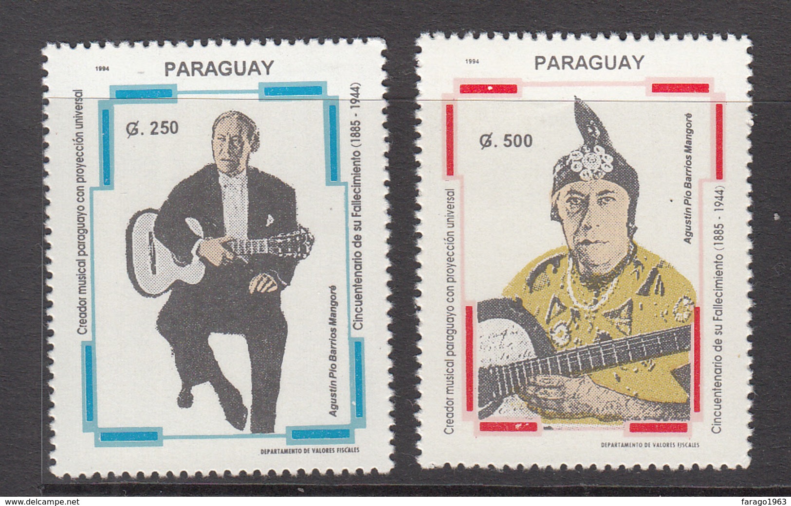 1994 Paraguay  Mangore Musician Music Complete Set Of 2 MNH - Paraguay