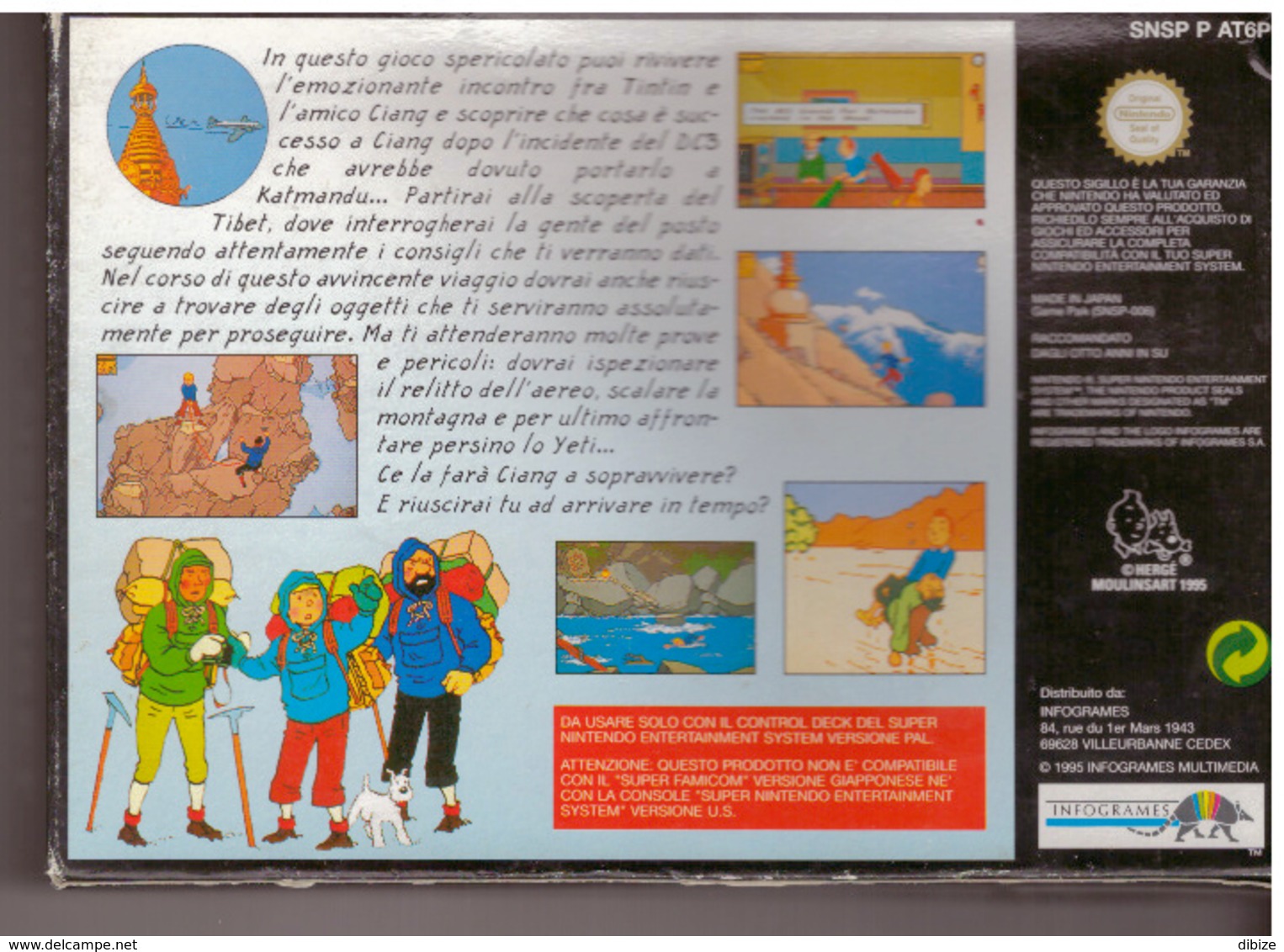 Cartouche Jeu Super Nintendo Tintin Au Tibet - Other & Unclassified